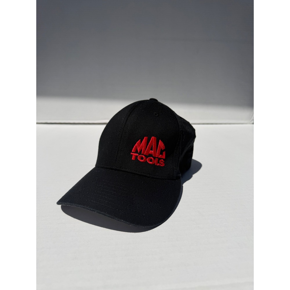 Mac Tools Flexfit Delta Black Baseball Cap Red Logo L/XL Moisture Wicking Hat